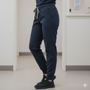 Figs Navy Blue Scrub Pants Zamora Joggers XL Women's Gray Drawstring 5 Pocket